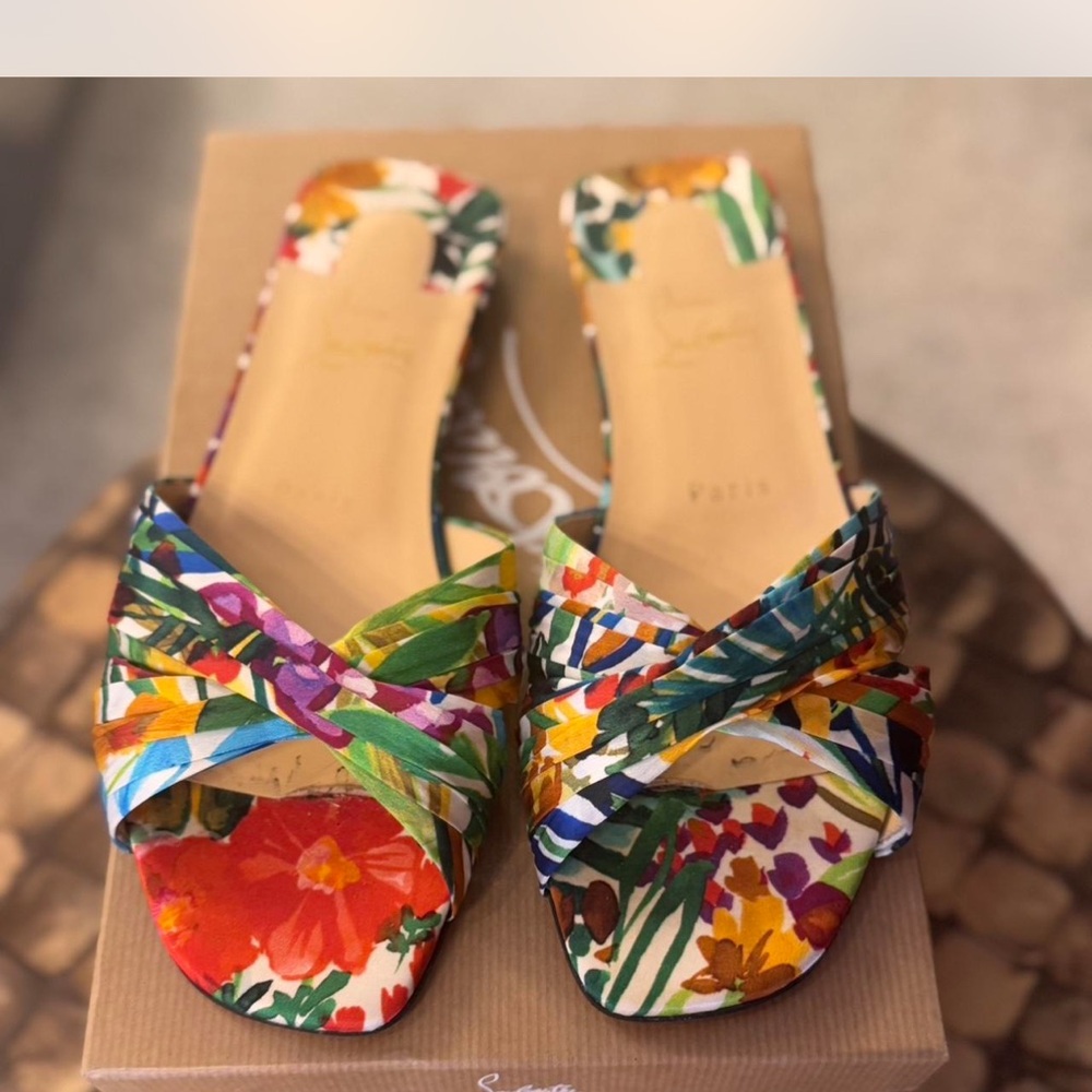 Authentic Christian Louboutin Red and Green Sandals